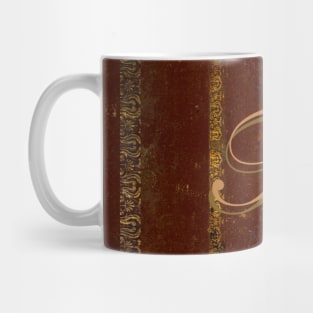 Classic Worn Gilded Leather Book Cover Design Letter T Mug